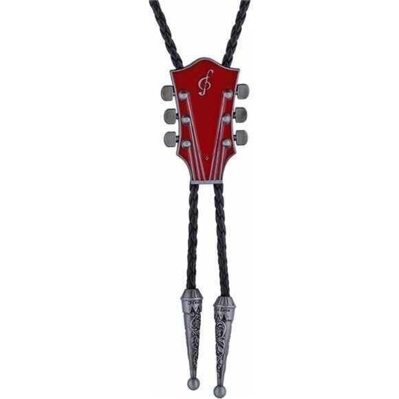Guitar Bolo Tie Western Bolo Tie Red - Picture 1 of 5